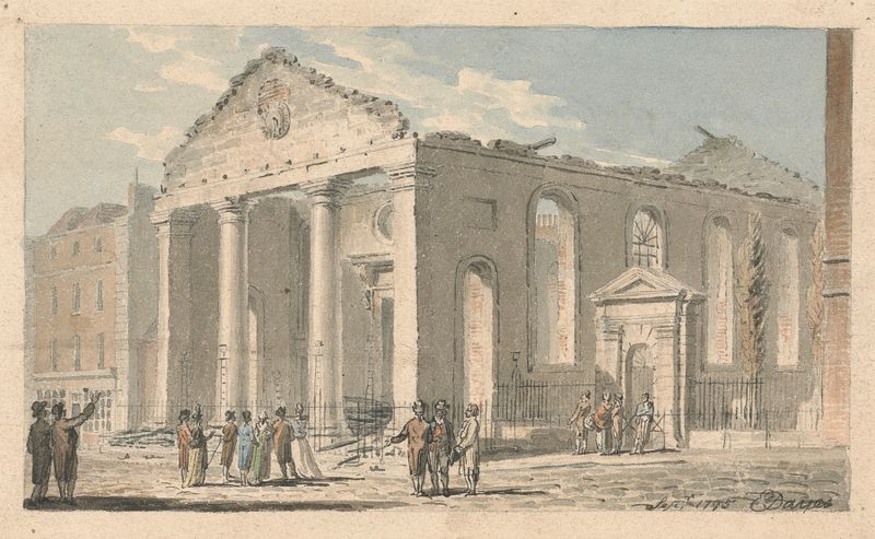 Ruins of St. Paul’s Church, watercolor by Edward Dayes