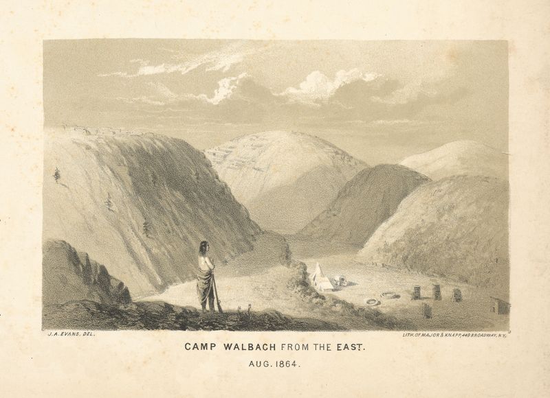 Landscape depicting Camp Walbach with military tents, by Joseph F. Knapp