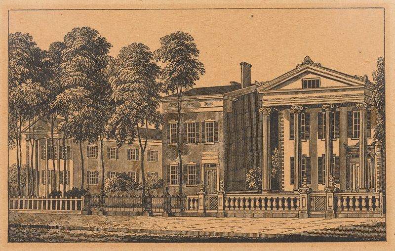 Engraving by Alexander Anderson depicting a serene landscape of Rochester