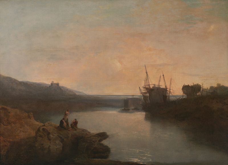Harlech Castle al atardecer, pintura al óleo de Joseph Mallord William Turner
