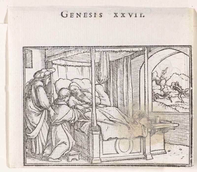 Isaak zegent Jakob de Hans Holbein (II), obra en papel que representa a Isaac bendiciendo a Jacob.