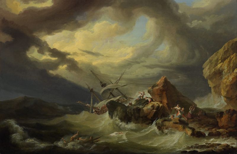Um naufrágio em uma costa rochosa, pintura a óleo de Philip James de Loutherbourg