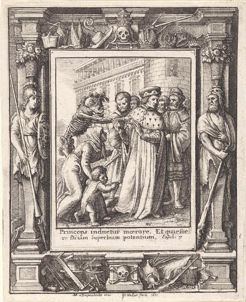Gravura de Wenceslaus Hollar mostrando a Morte pairando sobre um Duque