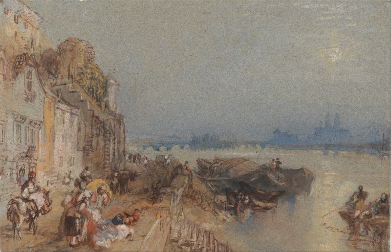 Paisagem com pôr do sol e nuvens, óleo de Joseph Mallord William Turner