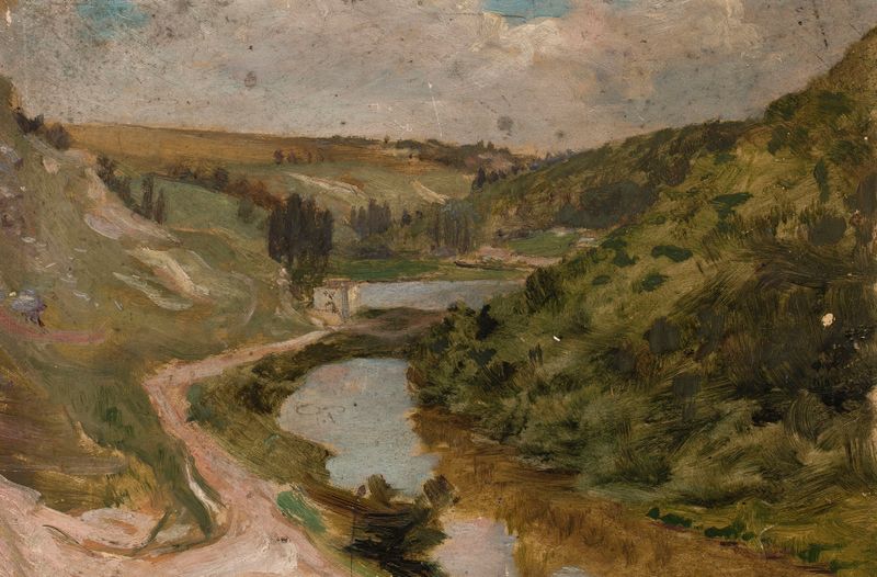 Paisagem com padrões intrincados e luz dourada de Jan Ciągliński