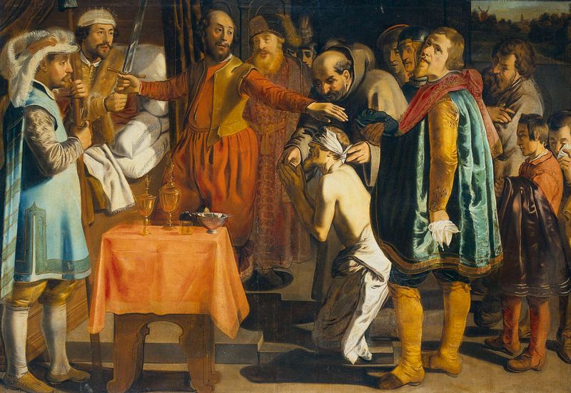 Escena histórica de Willem III, Conde de Holanda, óleo de Simon Henrixz