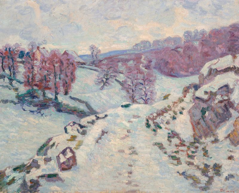 Paisagem de inverno com neve de Armand Guillaumin, óleo sobre tela
