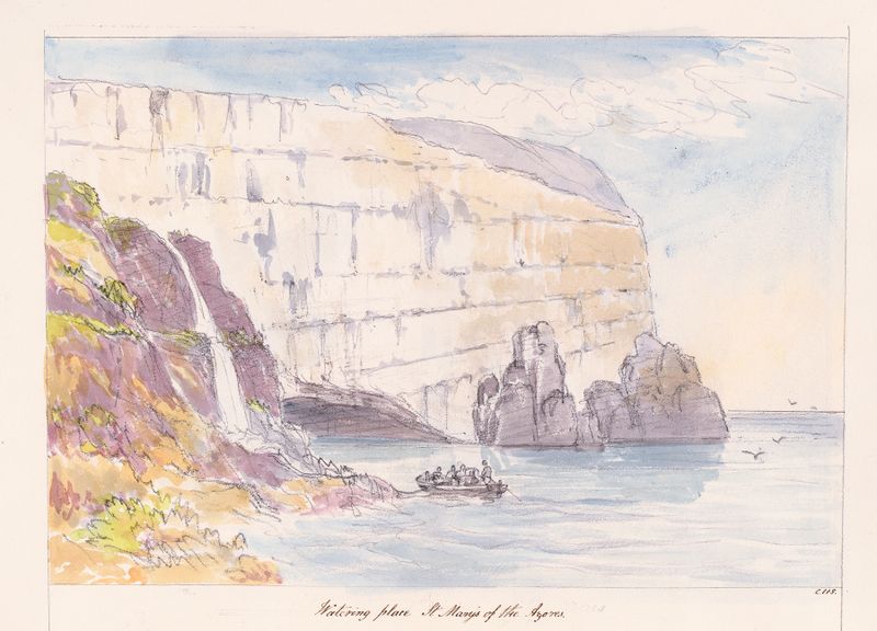 Aquarela de Charles Hamilton Smith mostrando figuras em um local exuberante.