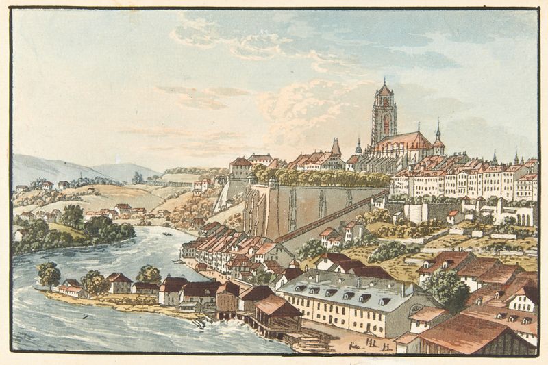 Paisagem com um caminho sinuoso e montanhas de Jakob Samuel Weibel