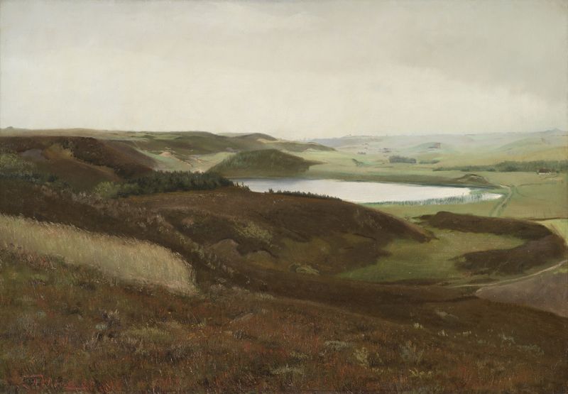 A Landscape near Bryrup, Jutland by Laurits Andersen Ring, oil painting depicting serene countryside.