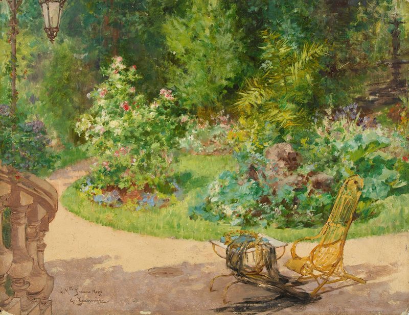 Paisaje de Le jardin de l’avenue d’Eylau de Georges Jeannin, óleo sobre lienzo