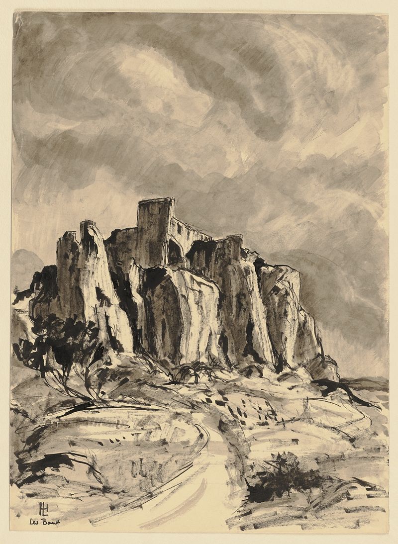 Landscape with cliffs and vibrant colors by Hermann Lismann
