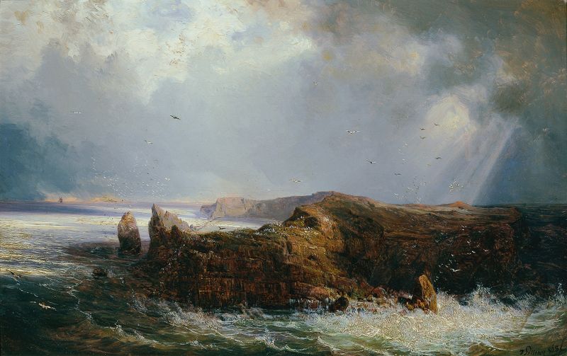 Die Insel St. Paul im Indischen Ozean by Joseph Selleny, depicting a lush island in the Indian Ocean, oil painting