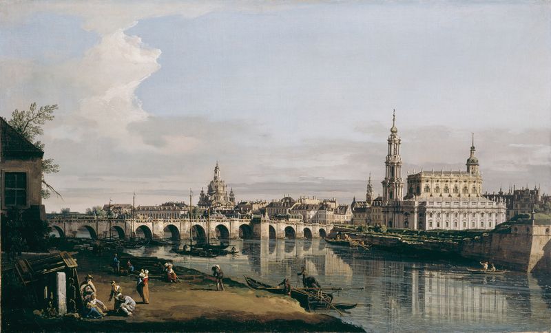 Rococo landscape of Dresden by Bernardo Bellotto, depicting the Elbe River and Augustus Bridge