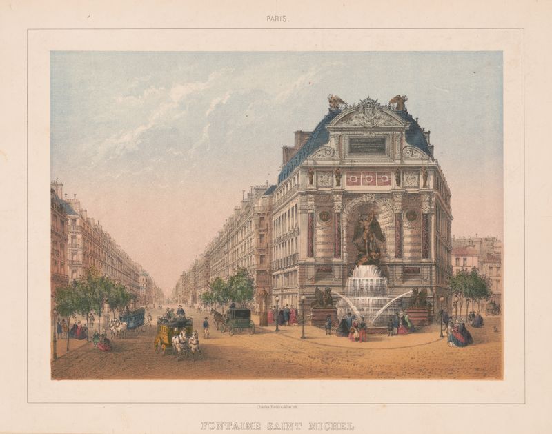 Fuente Saint Michel en París de Charles Rivière, obra de realismo