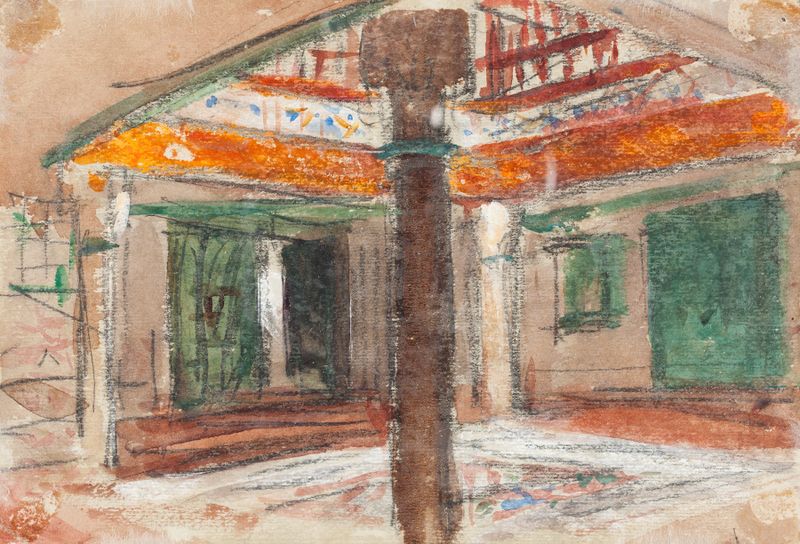 Interior of an Exotic Palace by Hercules Brabazon Brabazon, Victorian oil painting showcasing ornate architecture and tapestry.