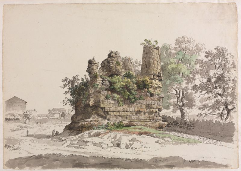 Neoclassical sepulcher with church by Carlo Labruzzi