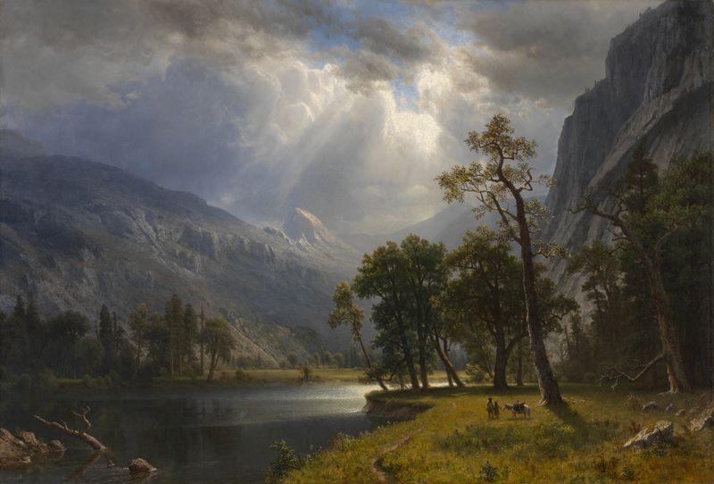 Paisagem de Mount Starr King, Yosemite por Albert Bierstadt, pintura a óleo