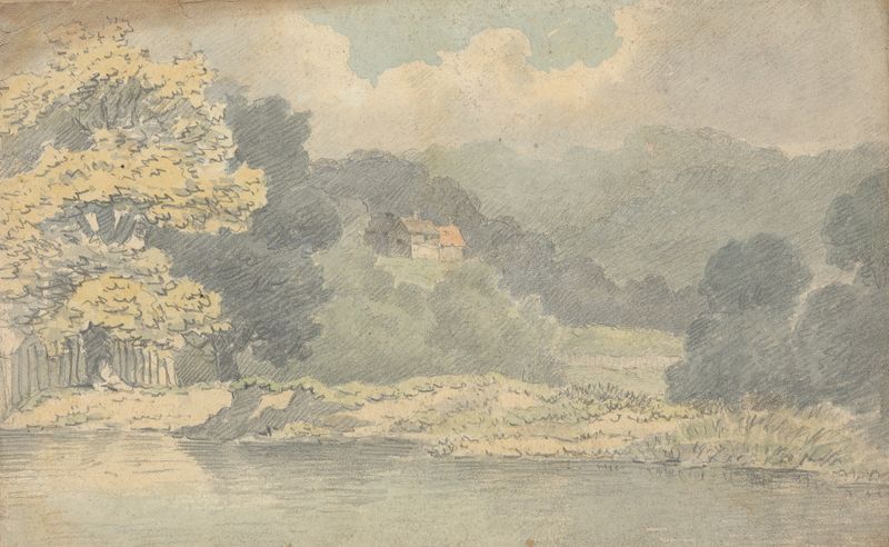 Landscape Scene near St. Albans by Thomas Bradshaw, oil on canvas depicting rolling hills and soft light.