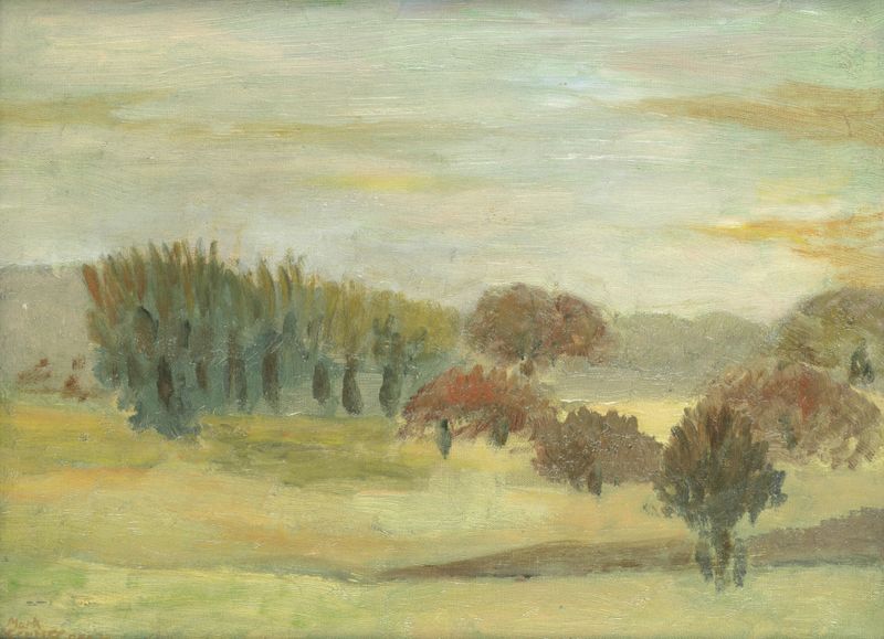 Trees at Banchory Sanatorium, Escocia de Mark Gertler, expresión, pintura al óleo