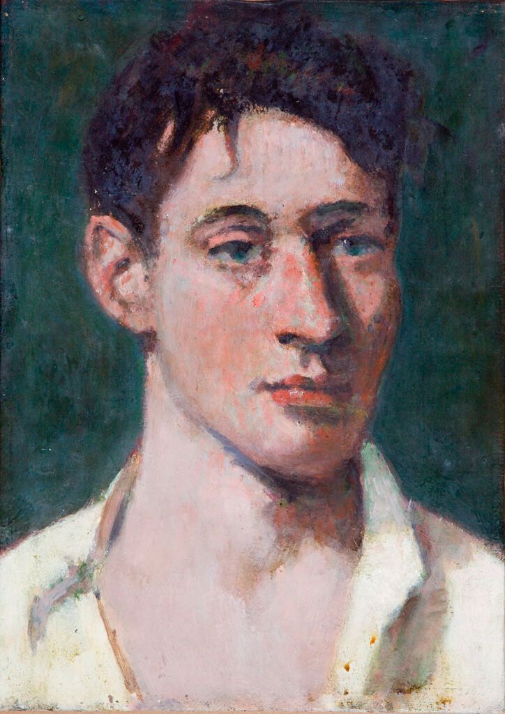 Portrait of a young man in a white shirt, oil on canvas by Denman Waldo Ross