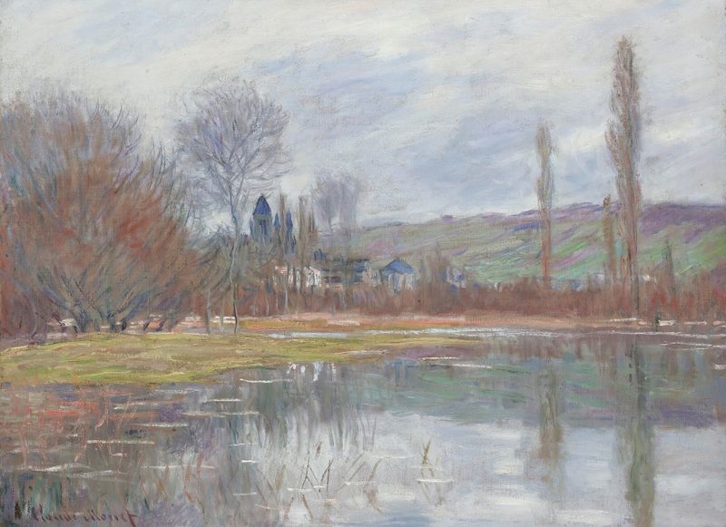 Paisaje con flores de cerezo en primavera, óleo de Claude Monet