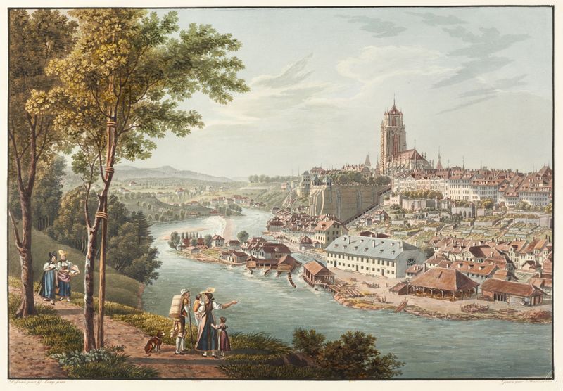 Vue de la ville de Berne prise sur la route de Thoune, oil on canvas by Gabriel Lory the older