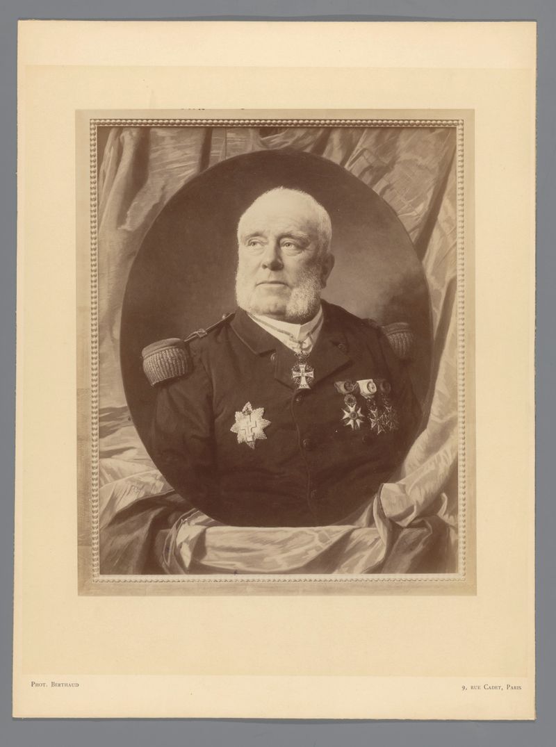 Portrait of a military commander in uniform, albumen print by Michel Berthaud