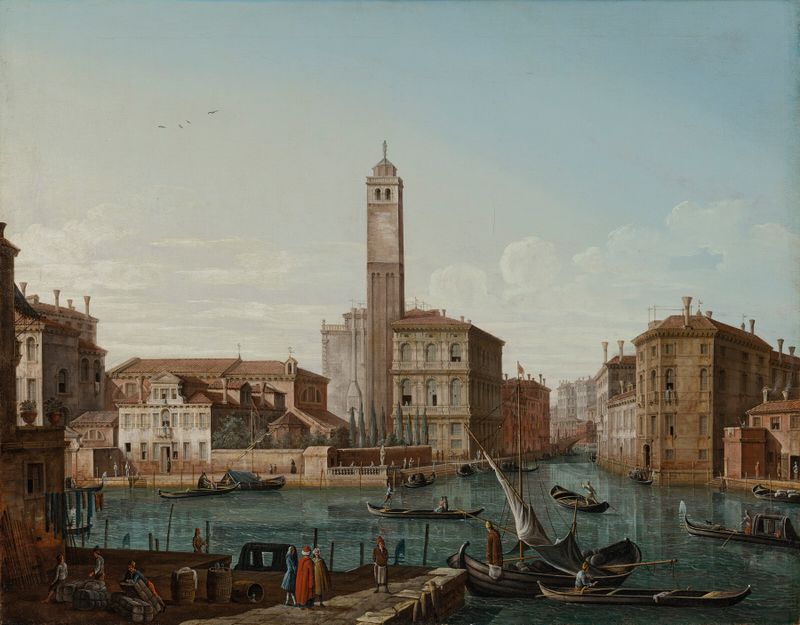 Rococo landscape featuring the Grand Canal by Pietro Bellotti