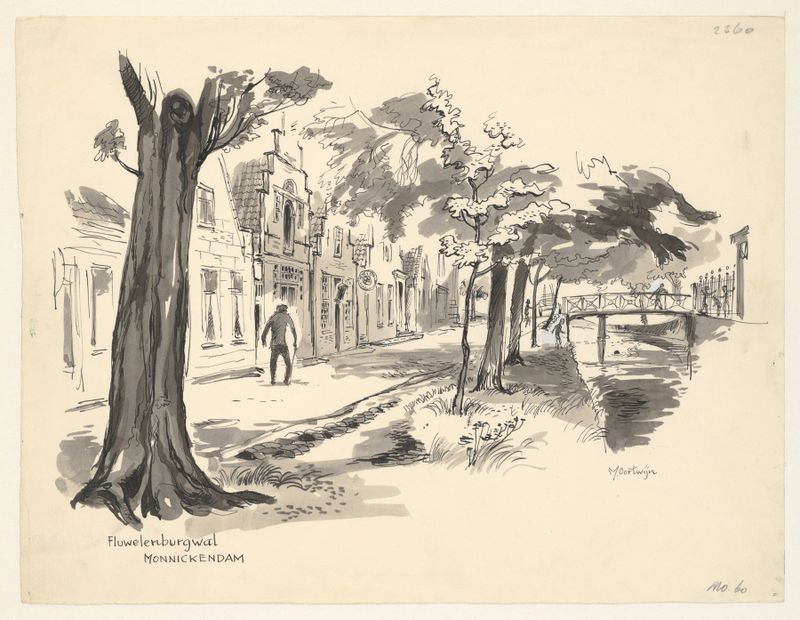 Landscape of Fluwelenburgwal, Monnickendam by Maarten Oortwijn, oil painting
