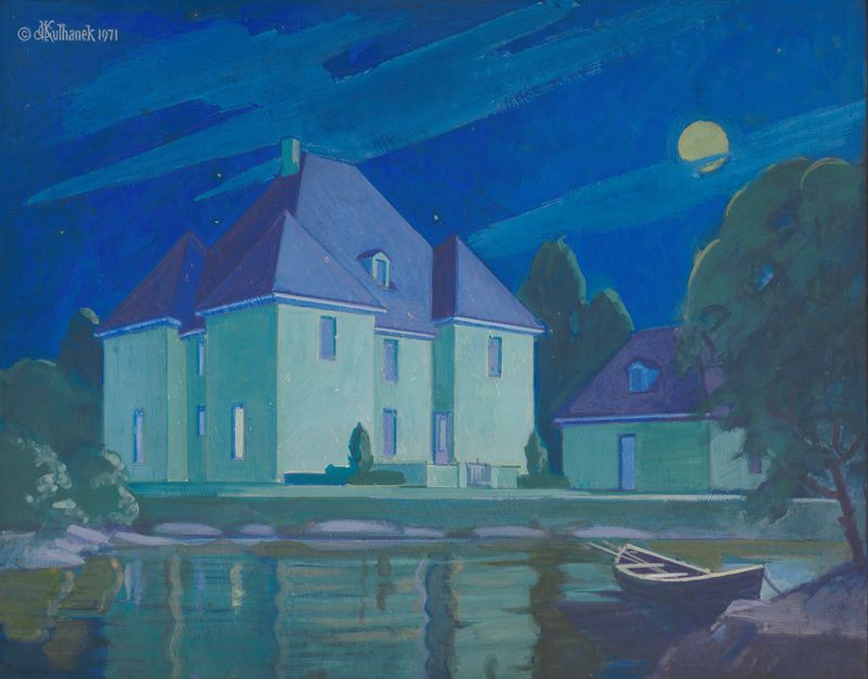 Reflections in Normandy by James C. Kulhanek, impressionism, oil painting