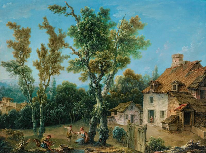 Paisagem Animada Com Uma Fazenda de Nicolas Jacques Julliard, impressionismo
