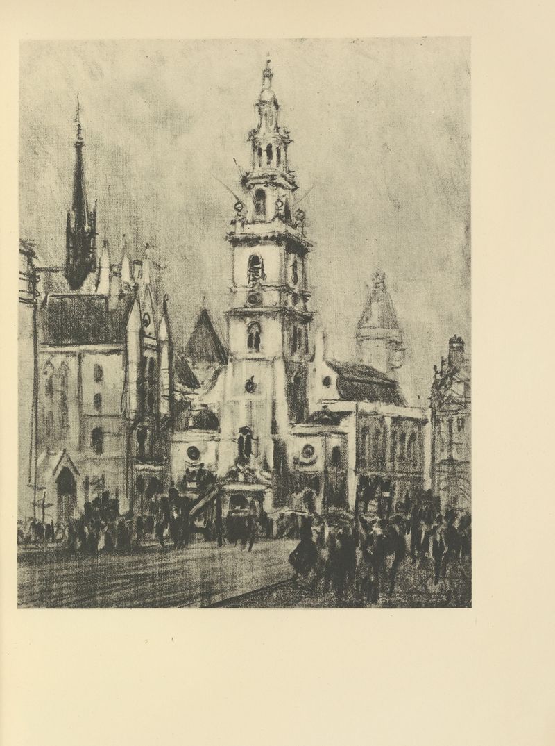Urban landscape ink on paper by Joseph Pennell