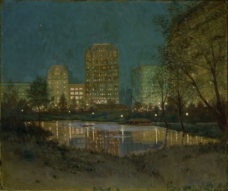 Impressionist landscape by William Anderson Coffin featuring Central Park and the Plaza