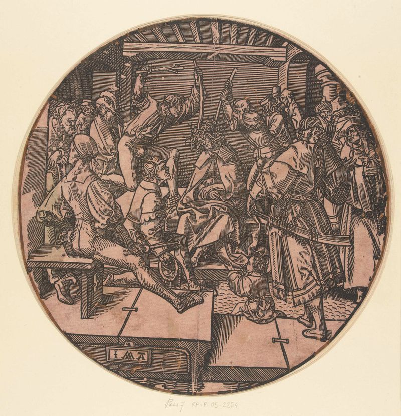 Pintura religiosa de Jacob Cornelisz van Oostsanen mostrando Cristo coroado de espinhos.