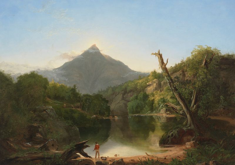 Mount Chocorua, oil painting by Thomas Cole depicting a mountain landscape with sunlight and clouds
