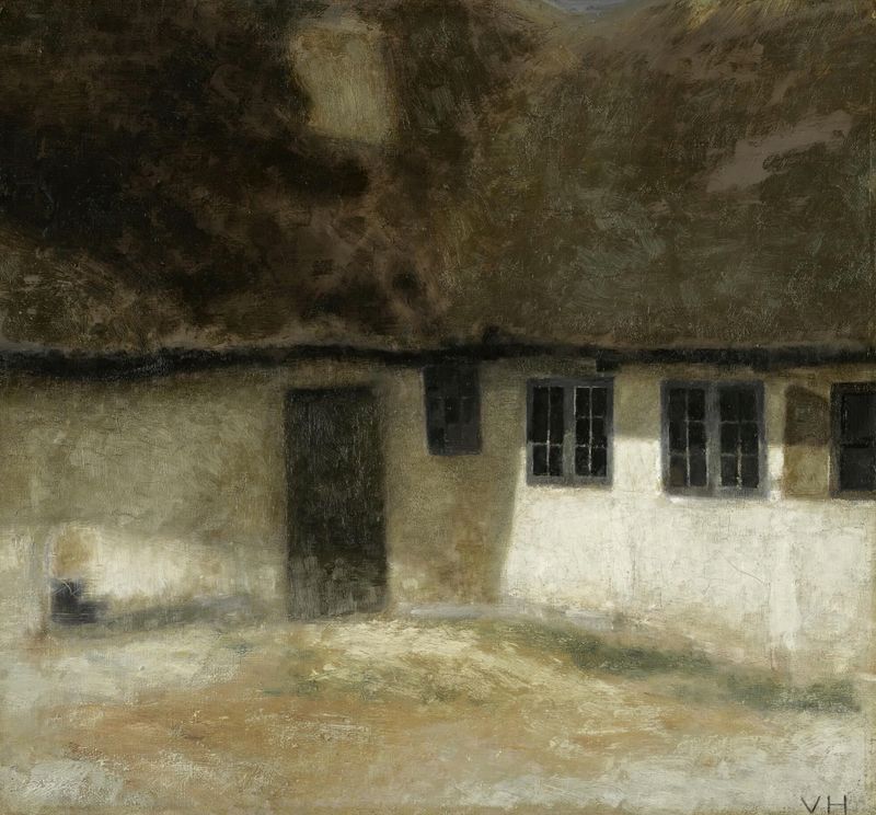 Interior scene with light filtering through a window, oil painting by Vilhelm Hammershøi