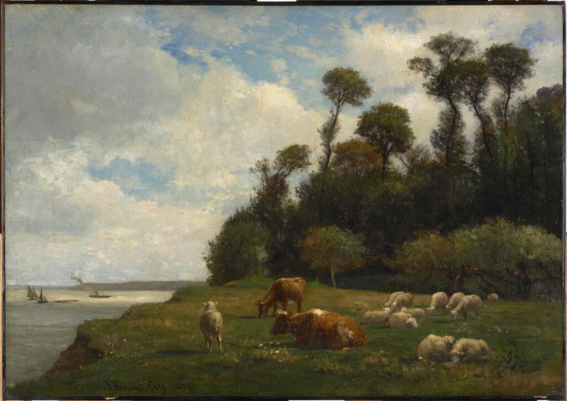 Landscape with Cows and Sheep, óleo sobre lienzo de Joseph Foxcroft Cole