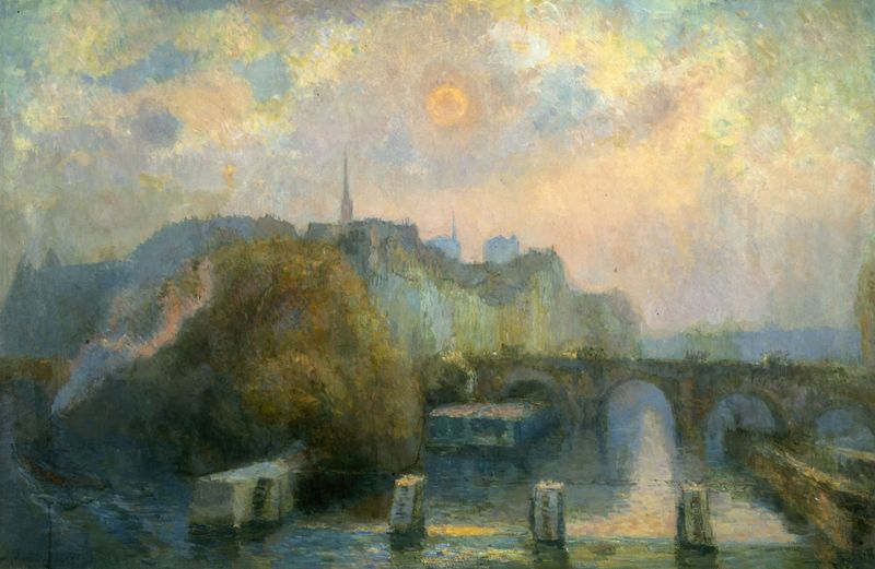 Landscape of Paris in autumn morning light by Albert Lebourg, oil painting