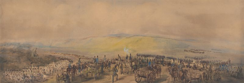 Historical scene depicting soldiers at Chobham Camp by George Bryant Campion