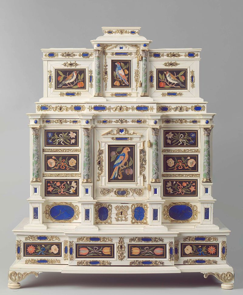 Cabinet de Elias Boscher, arte decorativo hecho con marfil y piedra dura