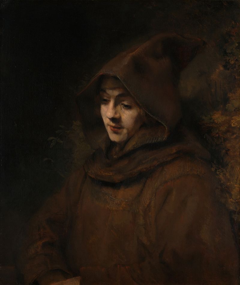 Pintura a óleo de Rembrandt van Rijn de seu filho Titus em hábito de monge