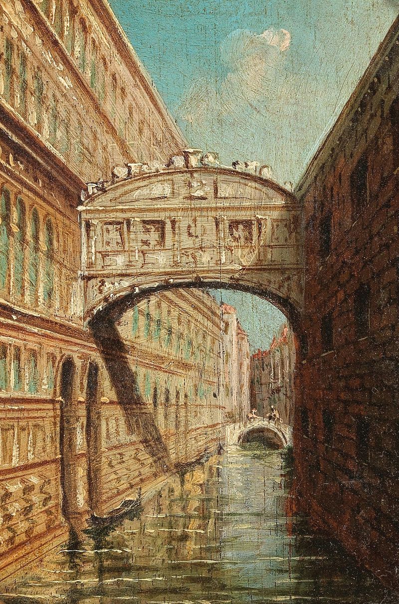 Piazetta by Marco Grubas, depicting a fountain and architecture in an afternoon light, oil painting