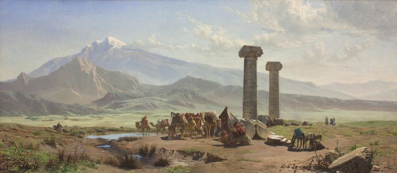 Landscape of the Lydian Plain near Sardis, Asia Minor by Harald Jerichau, oil painting