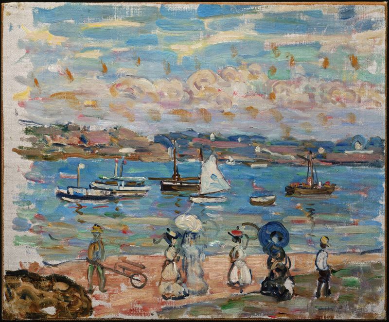 Pintura al óleo de Post-Impresionismo de Maurice Prendergast que representa figuras junto al mar