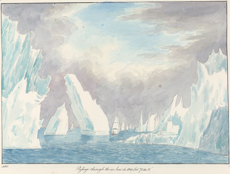 Paisagem de inverno com gelo, óleo sobre tela de Charles Hamilton Smith