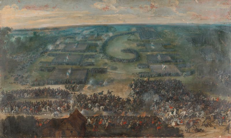 Historical scene depicting The Battle of Fleurus by Peter Snayers, oil painting