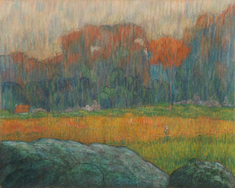 Landscape with Figure and Houses, oil on canvas by Claude Emile Schuffenecker
