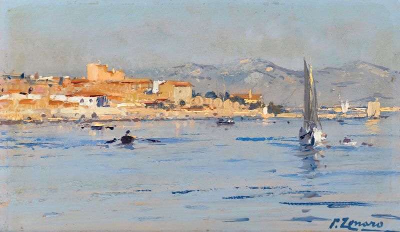Marine scene with turquoise waters by Fausto Zonaro, oil painting