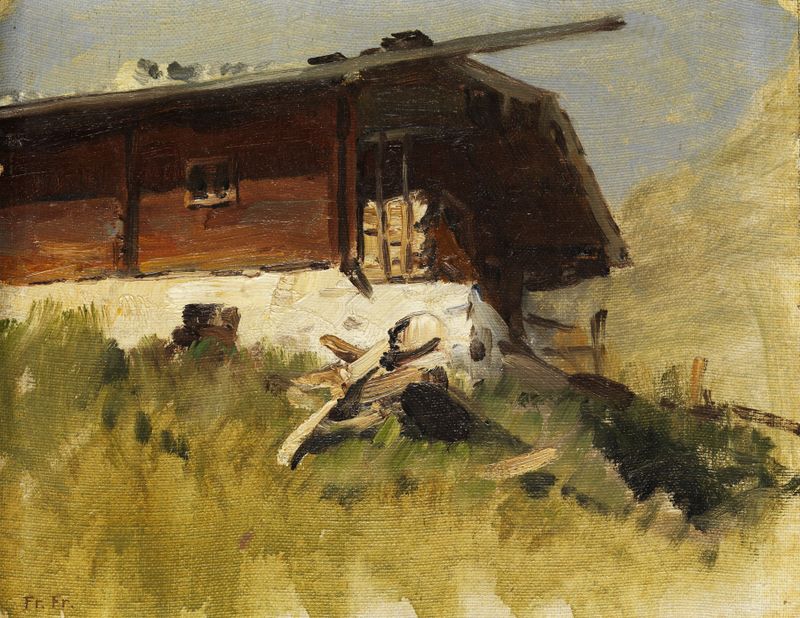 Landscape oil painting by Fritz Freund featuring vibrant colors and emotional depth.
